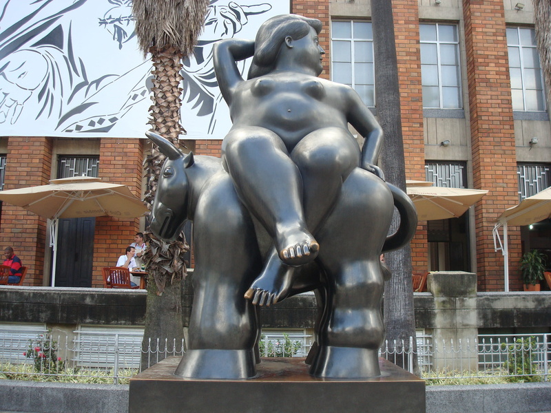 city, metal work, sculpture, statue, representation, creativity, medellín, building, design, no people, metal, donkey, art, building exterior, person, male likeness