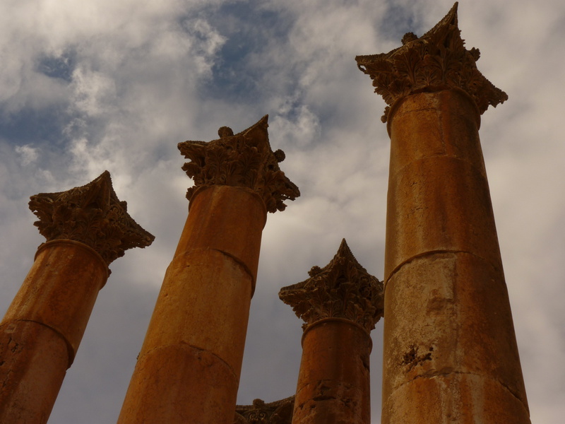acanthus, gerasa, building exterior, middle east, architectural Column, history, outdoors, travel destinations, stone, jordan, ruined, nature, jerash, art and craft