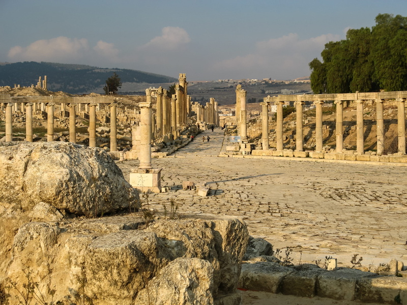 rock - object, outdoors, gerasa, archaeology, the past, built structure, travel, no people, columns, ruins, 2K, ancient, ruined, ancient history, architectural column