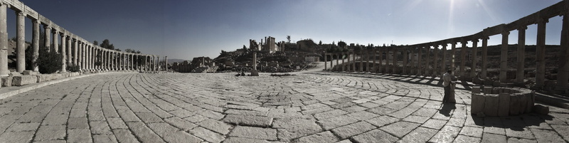 cloud - sky, 2K, archaeology, ruins, built structure, building exterior, historic, city, panoramic, architecture, colonnade, cobblestone, paving stone