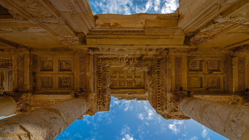 nature, ancient civilization, sky, old ruin, ornate, ancient, low angle view, no people, travel destinations, selçuk, ancient history, cloud - sky, neo-classical
