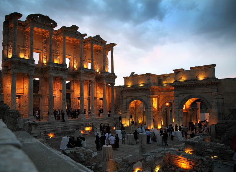 travel destinations, buildings, lights, ruined, architectural column, old ruin, ruins, dinner, evening, arch, travel, city, nature, turkey, opened, incidental people