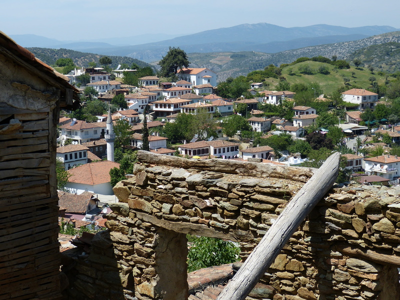 mountain range, town, homes, nature, Ephesus, no people, high angle view, day, outlook, townscape, residential district, roof, roof tile, tree, holiday