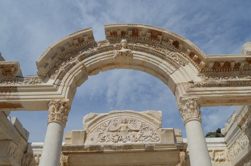 architectural, ornate, low angle view, ancient civilization, architectural column, rome, day, composition, ephesus, sky, close-up, history, izmir, building exterior