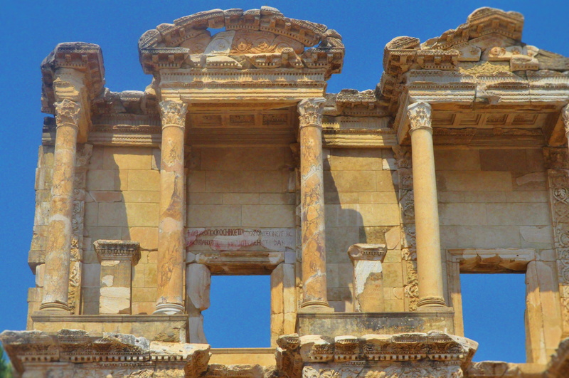 4K, stone Material, Library, culture, historic, Ancient, no people, travel, Turkey, antique, famous Place, day, roman, architecture, Ephesus, india, temple - Building