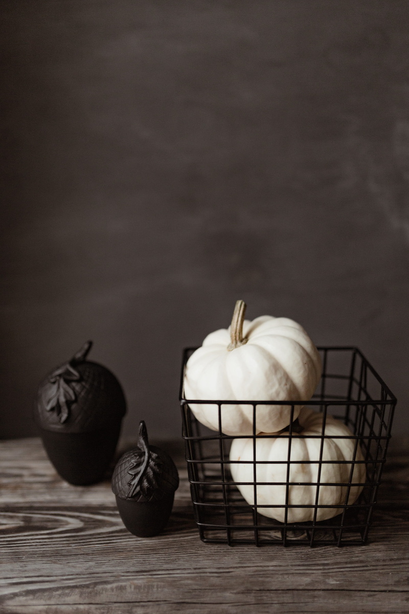 vegetable, freshness, raw food, halloween, chinese food, table, white pumpkin, home, studio shot, basket, copy space, wellbeing, close-up, group of objects