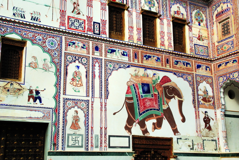 shekawati, mandawa, wall, design, architecture, human representation, built structure, no people, asia, mural, belief, rajastan, craft, spirituality, building exterior
