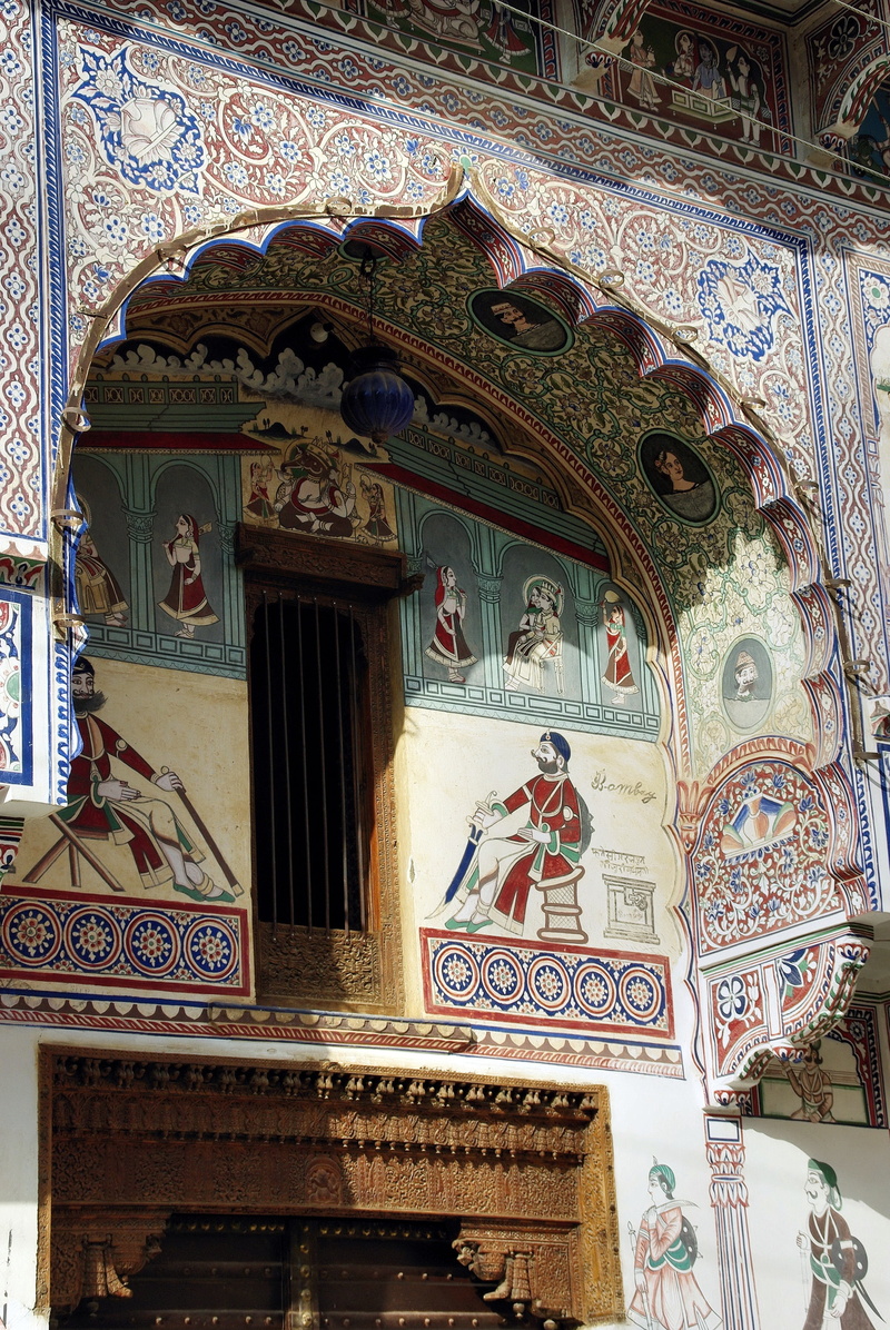 place of worship, belief, building exterior, rajastan, mandawa, craft, architecture, shekawati, day, ornate, fresco, religion, mural, architecture and art