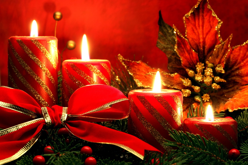 Christmas, 4K, holiday, christmas ornament, no people, candle, christmas decoration, holiday - event, close-up, red, decoration, illuminated, four, burning