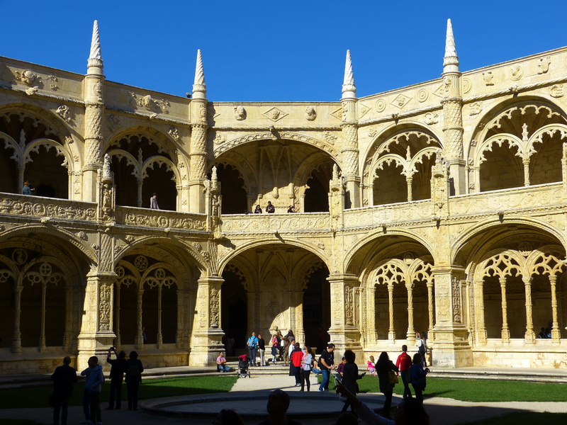 the past, outdoors, real people, lisboa, unesco world heritage, belem, history, visit, men, lifestyles, architectural column, tourist, women, jeronimo monastery