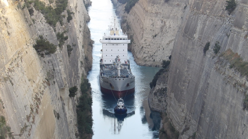lifestyles, rock, real people, 4K, boat, isthmus, water, sea, corinthos, land, corinth canal, isthmus of corinth, people, mode of transportation, rock formation