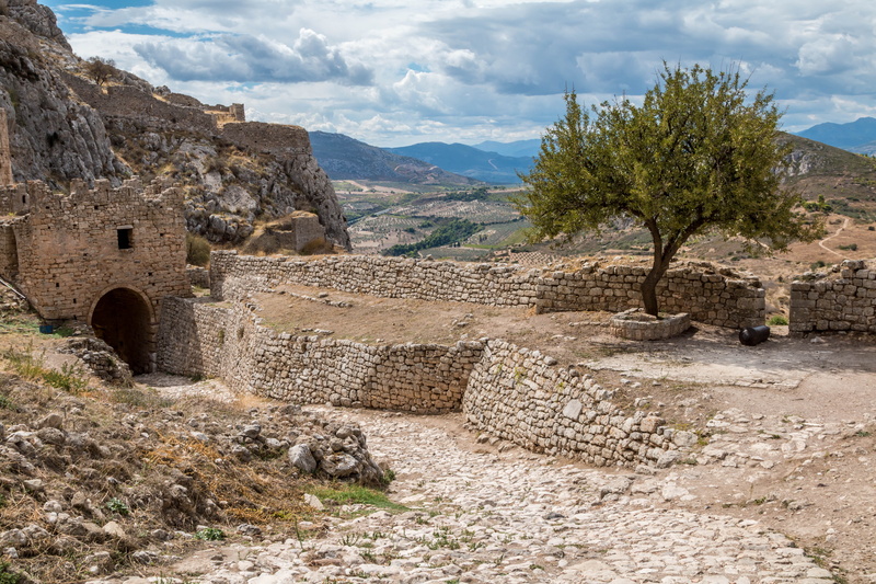 plant, built structure, no people, old wall, greece, nature, kastro, day, history, solid, summer, tree, stone wall, green, blue, the past, traveling, landscape