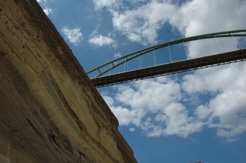tourism, bridge, travel destinations, 2K, day, low angle view, corinth canal, blue, outdoors, cloud - sky, connection, travel, city, bridge - man made structure