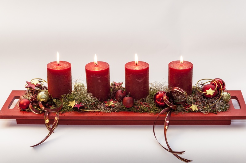 table, lighted, pillar, fire, plant, christmas Decoration, nature, flame, light, red, studio shot, before christmas, christmas, burning, group of objects