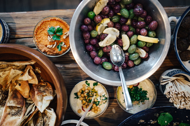 traditional, healthy eating, easter, directly above, bowl, high angle view, choice, meal, olive, dinner, kofta, bread, fruit, no people, vegetable, kefta