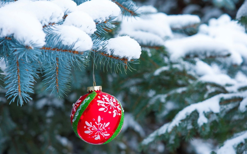 Christmas ornaments, snow, Christmas, 1080P, winter
