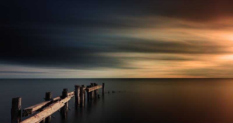 wood - material, nature, sea, wooden post, horizon, horizon over water, landscape, non-urban scene, beauty in nature, tranquility, bridge, 4K, reflection