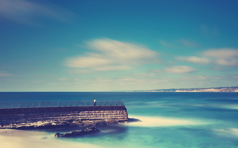 tranquility, beauty in nature, body, land, idyllic, day, no people, non-urban scene, sea, cloud - sky, beach, tranquil scene, horizon, blue, 1080P, sky