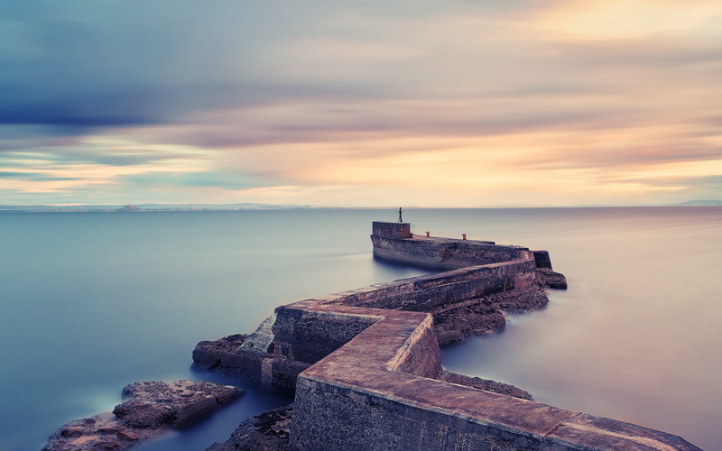 beauty in nature, horizon, long exposure, built structure, idyllic, pier, cloud - sky, sea, groyne, concrete, outdoors, tranquil scene, architecture, no people