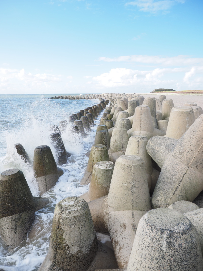 4K, sky, water, rock - object, day, motion, erosion protection, beauty in nature, concrete, sand, concrete structures, beach, coastal protection, sea