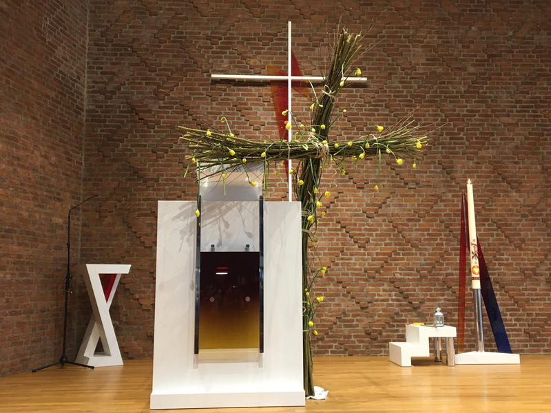 paschal candle, still life, brick wall, creativity, freshness, wall - building feature, easter, easter morning, church, day, table, built structure, wall