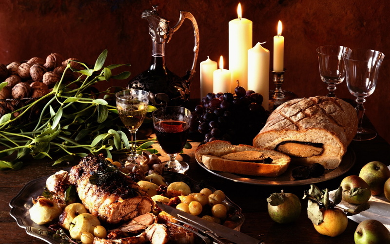 dinner, wine, grapes, cake, food, 1080P, still, nature, candels