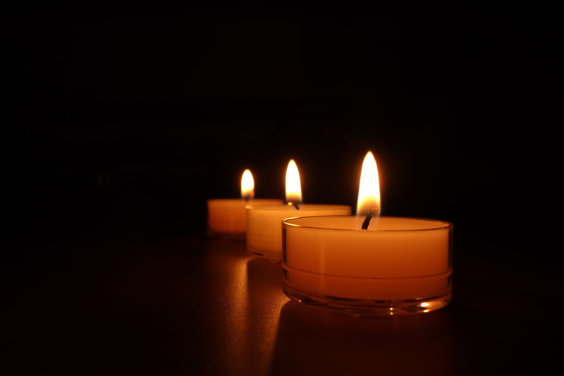 mirroring, burning, windlight, close-up, wax, burn, copy space, religion, wick, orange color, no people, night, black background, small group of objects