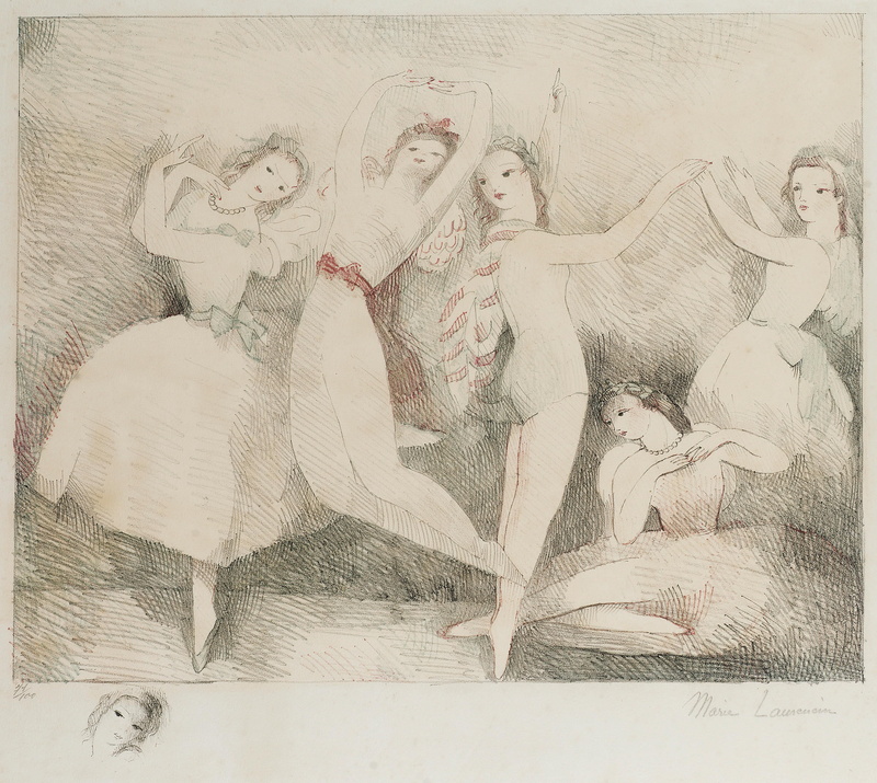 dancing, Marie Laurencin, 1937, lithograph, 1080P, Modern, Holiday