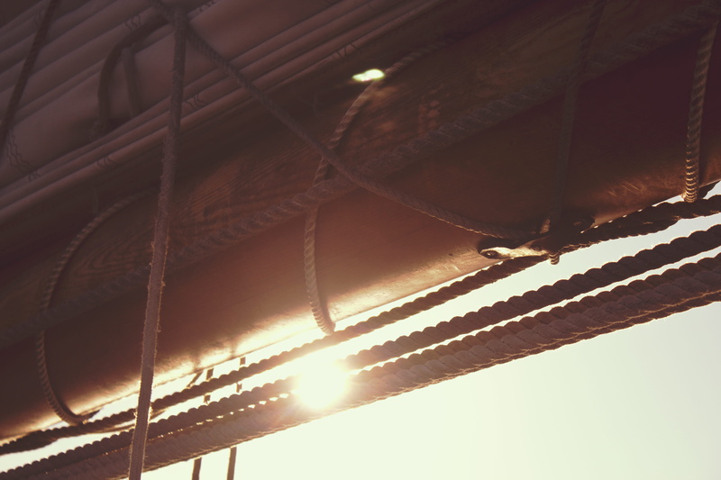 day, ceiling, electric lamp, railing, built structure, sail, sun, metal, nature, brown, gloucester, light, ocean, lighting equipment, rope, film industry