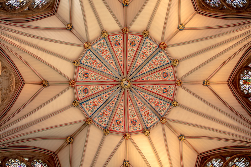historic, artwork, dome, indoors, directly below, ceiling, floral pattern, the cathedral and metropolitical church of st peter in york, interior, cathedral