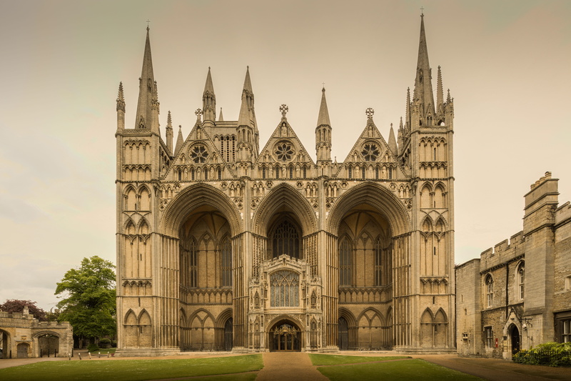 peterborough, sky, spires, arch, abbey, facade, building, holy, gothic, sacred, place of worship, travel destinations, city, travel, place, cathedral church of st peter