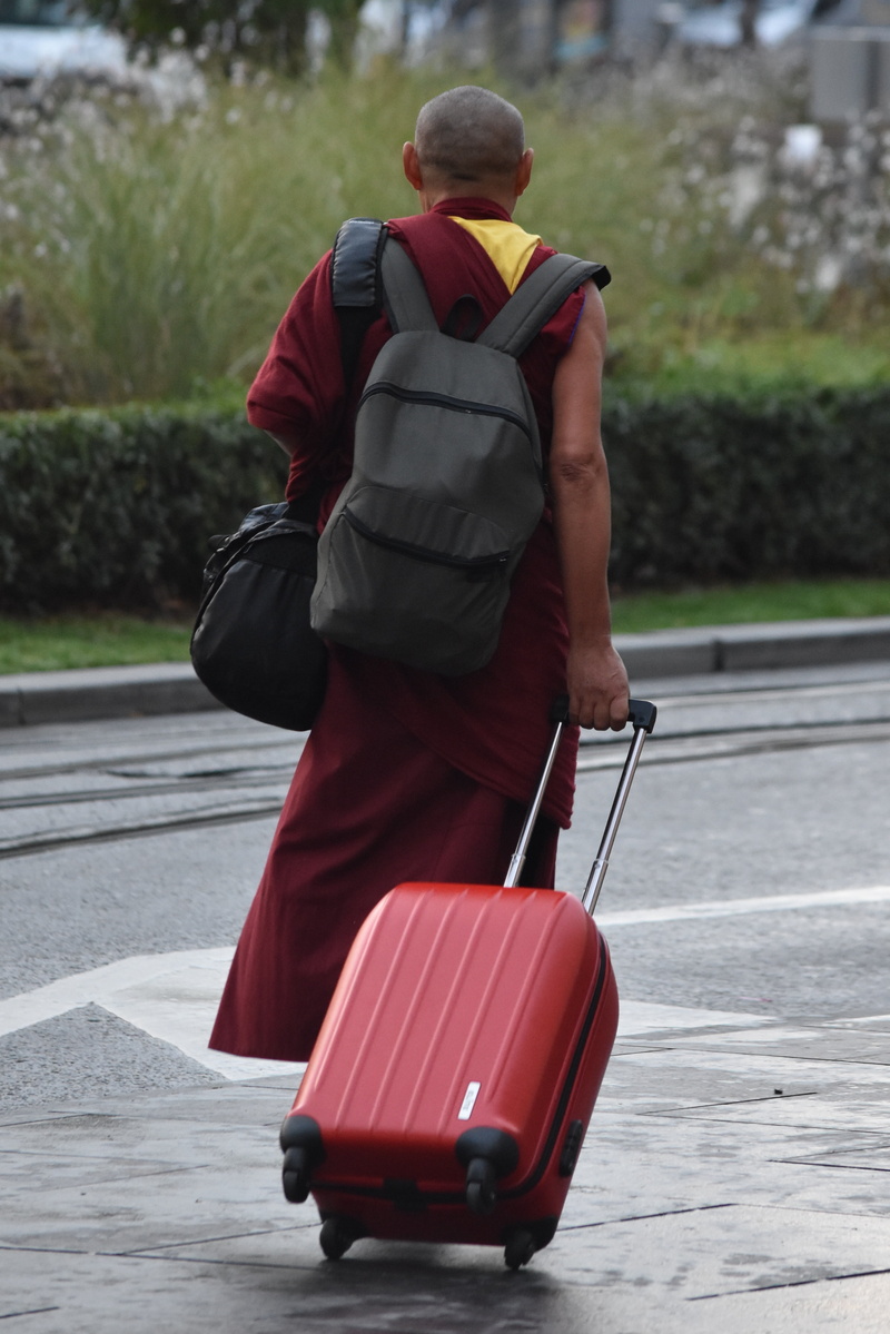 day, casual clothing, road, people, clothing, leisure activity, rear view, faith, full length, walking, holiday, luggage, men, valise, uniform, holding
