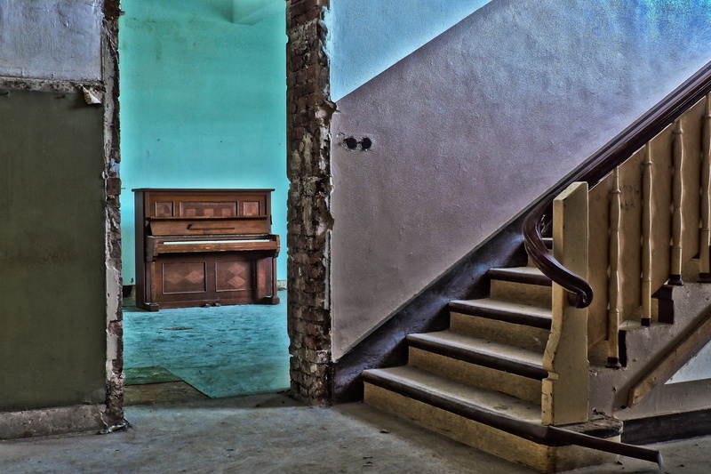 building, 4K, wall - building feature, transient, forget, room, inside, office building, wood instrument, steps and staircases, railing, outdoors, musical instrument