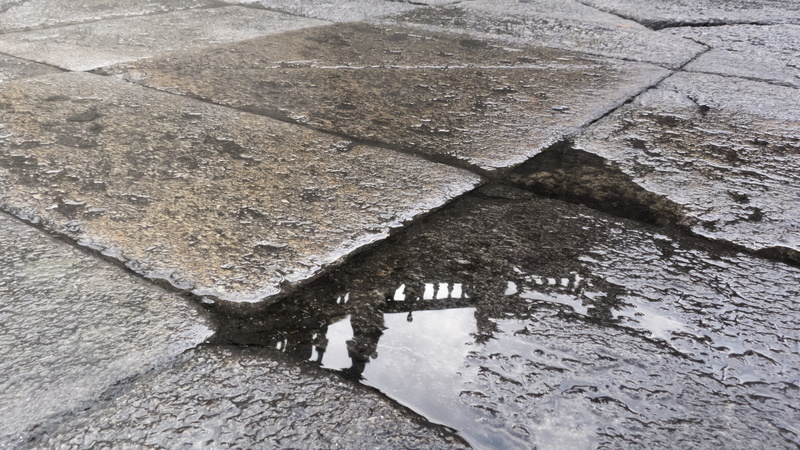 cathedral, high angle view, santiago de compostela, elcarito, footpath, puddle, frozen, water, snow, floor, wet, spain, rainy, winter, day, rainy season