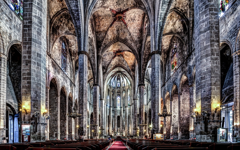 Santa Maria del Mar, Gothic Church, Catalonia, Barcelona, 4K