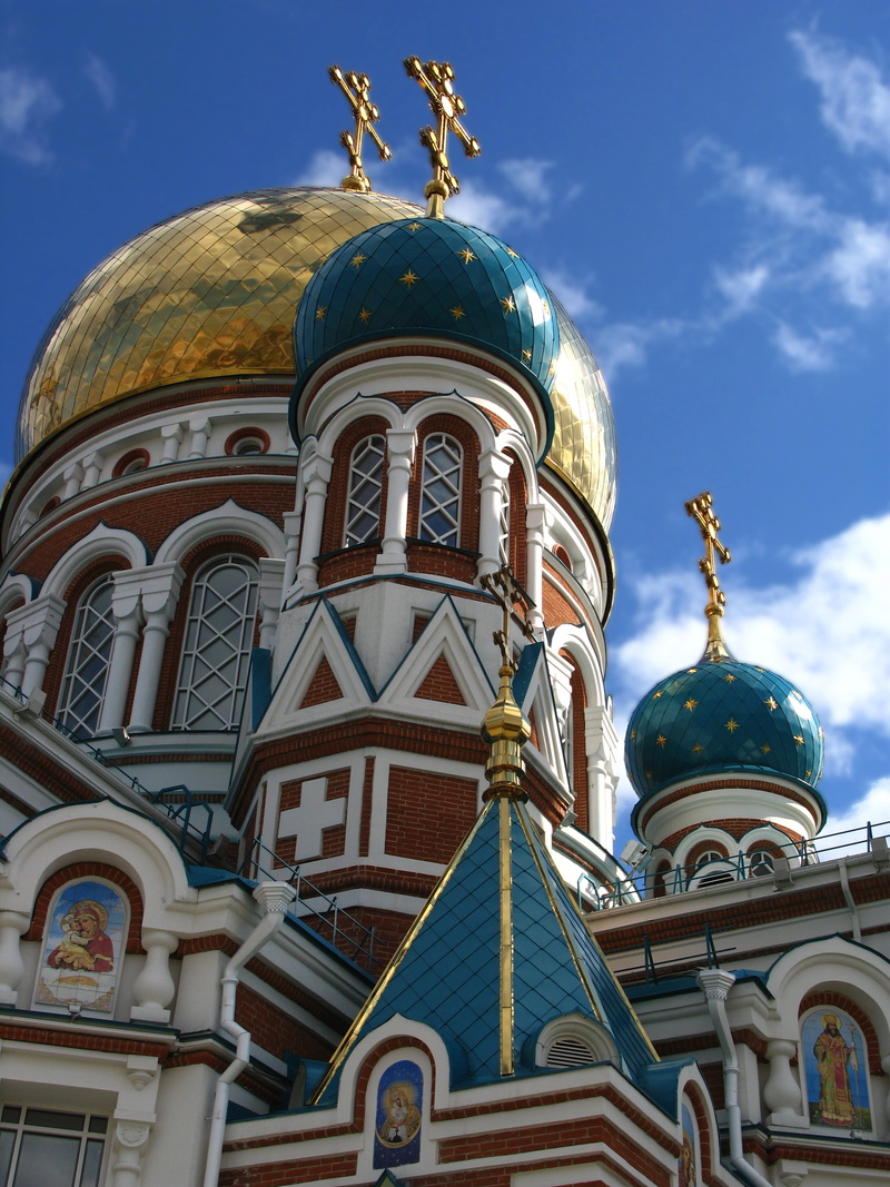 place of worship, dome, russia, sky, outdoors, cross, Building, Cathedral, low angle view, day, cathedral, no people, historical, architecture, outside