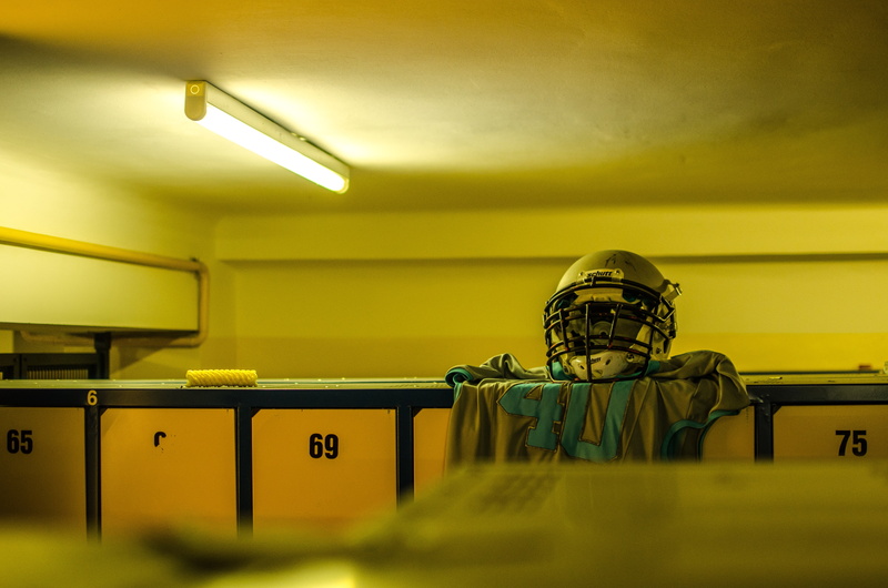 uniform, numbers, indoors, locker, light, room, sport, helmet, american, empty, seat, blur, changing, 4K, football, lockers