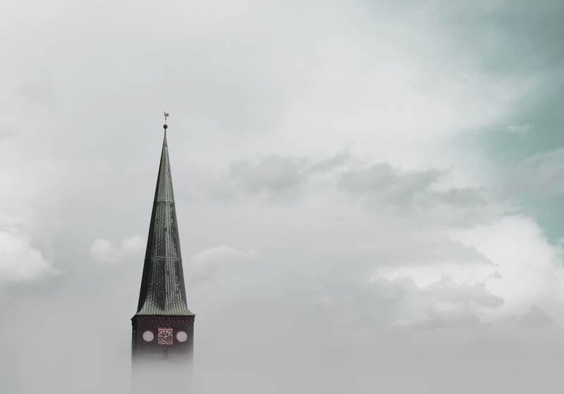 nature, clouds, tower, outdoors, 2K, day, aarhus cathedral, built structure, sky, capture, aarhus, photography, architecture, fog, denmark, building exterior
