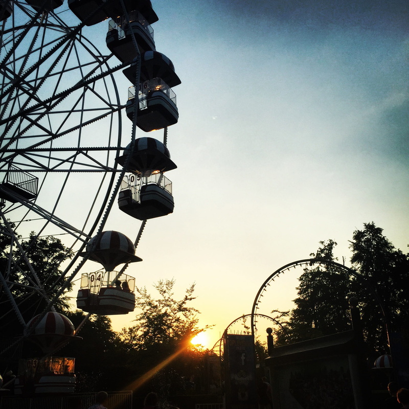 built structure, nature, fairground, architecture, no people, tivoli friheden, tree, plant, metal, sky, 1080P, enjoyment, carnaval, danmark, sunset, day