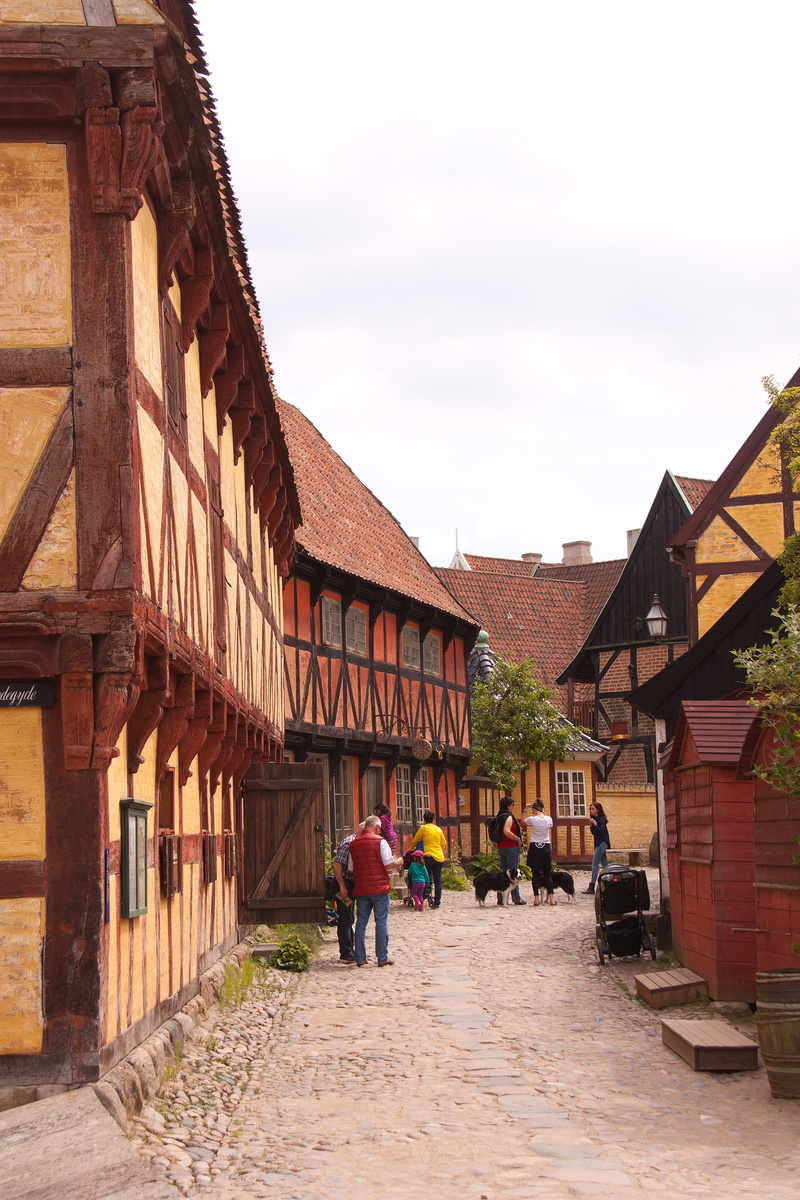 rear view, men, house, open-air, nature, walking, famous Place, building Exterior, built structure, history, residential district, half-timbered, city
