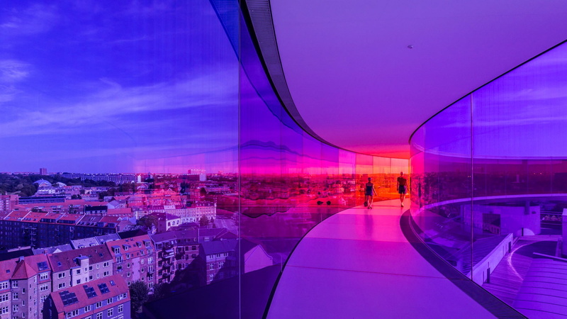 purple, no people, cityscape, city, built structure, futuristic, architecture building glass clouds people denmark town house lights rooftops trees reflection hallway panorama aarhus