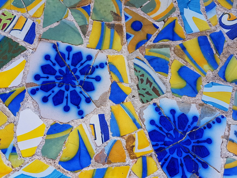 tiles, pattern, multi colored, 4K, tile, creativity, colors, flooring, art and craft, gaudi, no people, blue, shape, still life, spain, craft, close-up