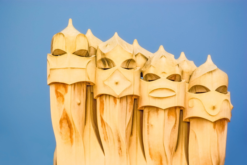 spain, gaudi, sculpture, close, art and craft, milà, wood - material, wooden, carve, yellow, catalunya, day, decor, outdoors, casa mila, architecture, travel