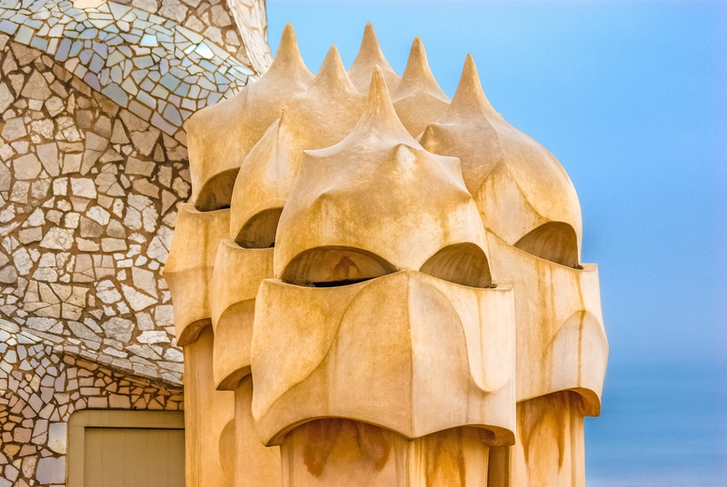 gaudi, building, ancient, travel, belief, focus, the past, ancient civilization, catalonia, sculpture, milà, architecture, day, barcelona, outdoors, low angle view