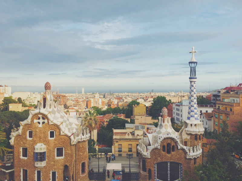 park güell, travel destinations, architecture, gaudi, tower, built structure, cloud - sky, la salut, spain, nature, outdoors, building exterior, 2K, sky