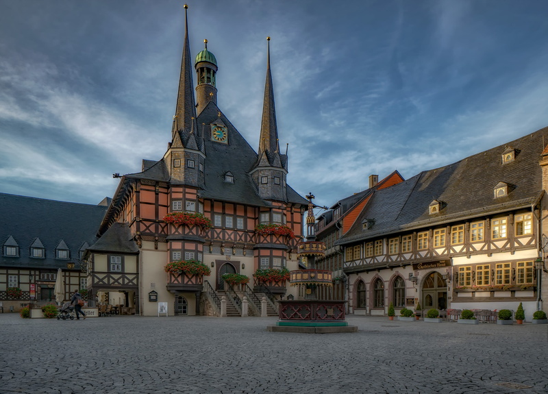 area, Germany, Saxony-Anhalt, home, Wernigerode, fountain, 5K, town hall, building