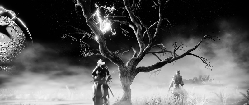 Moon, Excalibur (Warframe), Warframe, video game characters, 2K, monochrome, video games