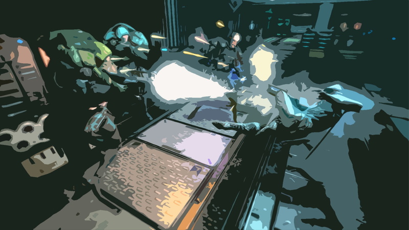 Grineer (Warframe), music, high angle view, still life, indoors, table, technology, human representation, illuminated, reflection, Loki (Warframe), no people