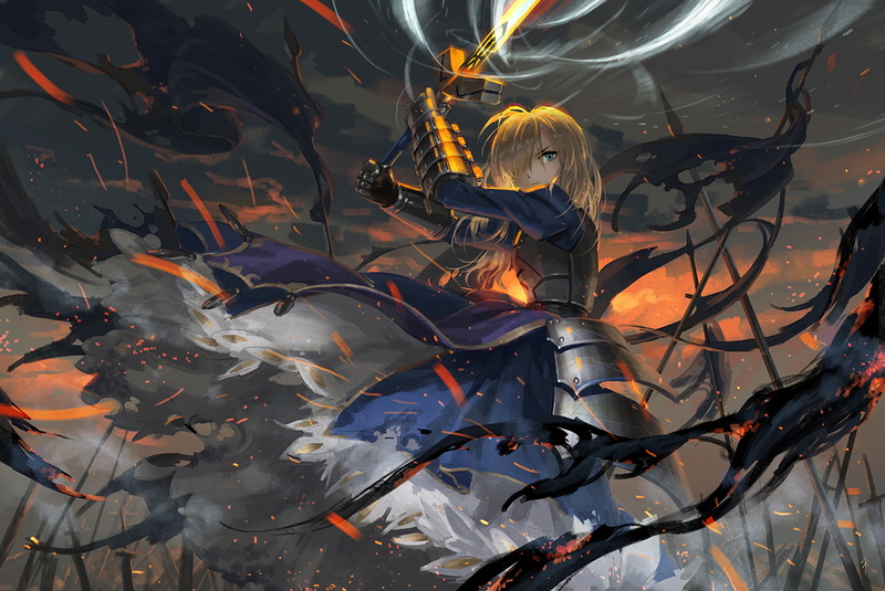 Sword, Saber (Fate Series), Fate Series, Fate/Stay Night, Woman Warrior, Blonde, 720P, Woman, Excalibur, Armor