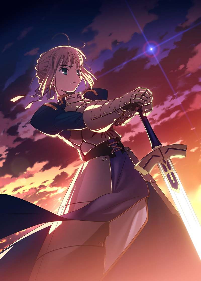 night, swords, fatestay, 2K, artwork, fate, armor, weapons, art, Fate/stay Night, hd, excalibur, anime, stay, se, blondes, fantasy, girls